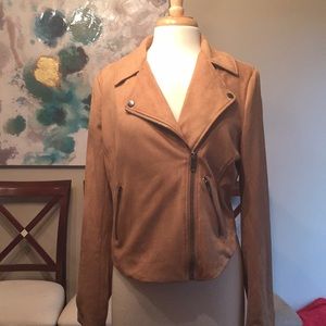 Camel suede moto jacket